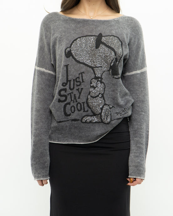 SNOOPY x Sequin Knit Cashmere Sweater (XS, S)