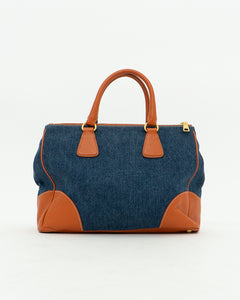 PRADA x Blue, Orange Denim Tote Bag