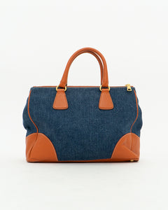 PRADA x Blue, Orange Denim Tote Bag