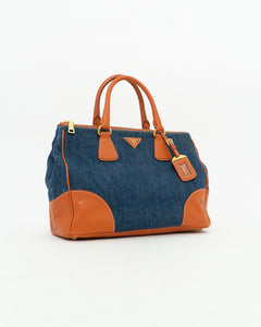 PRADA x Blue, Orange Denim Tote Bag