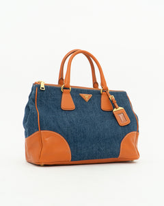 PRADA x Blue, Orange Denim Tote Bag