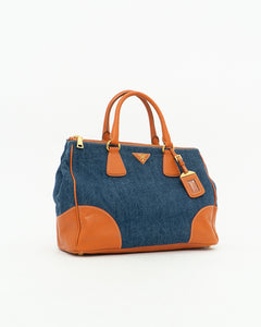 PRADA x Blue, Orange Denim Tote Bag