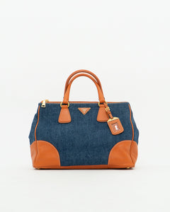 PRADA x Blue, Orange Denim Tote Bag