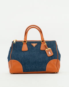 PRADA x Blue, Orange Denim Tote Bag