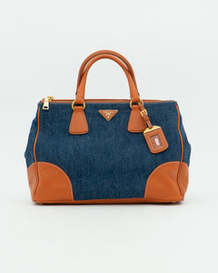 PRADA x Blue, Orange Denim Tote Bag