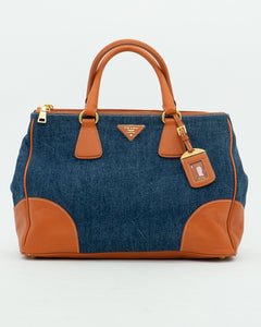 PRADA x Blue, Orange Denim Tote Bag