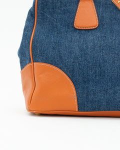 PRADA x Blue, Orange Denim Tote Bag