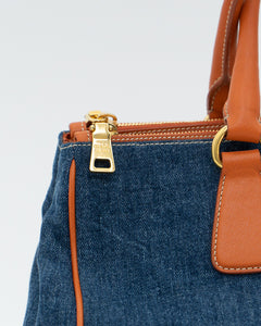 PRADA x Blue, Orange Denim Tote Bag