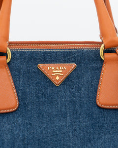 PRADA x Blue, Orange Denim Tote Bag