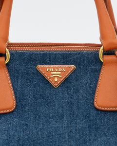 PRADA x Blue, Orange Denim Tote Bag