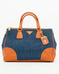 PRADA x Blue, Orange Denim Tote Bag