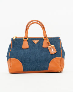 PRADA x Blue, Orange Denim Tote Bag