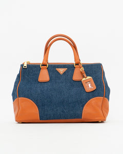 PRADA x Blue, Orange Denim Tote Bag