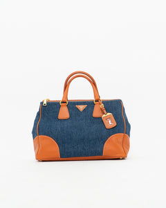 PRADA x Blue, Orange Denim Tote Bag