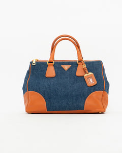 PRADA x Blue, Orange Denim Tote Bag