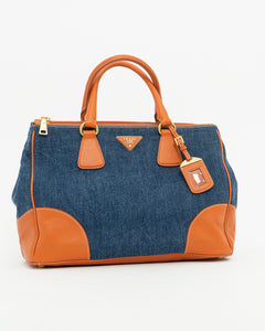 PRADA x Blue, Orange Denim Tote Bag