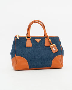 PRADA x Blue, Orange Denim Tote Bag