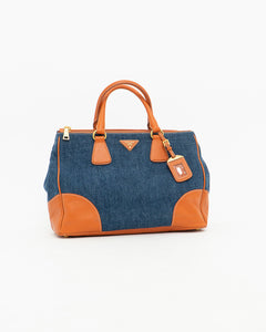 PRADA x Blue, Orange Denim Tote Bag