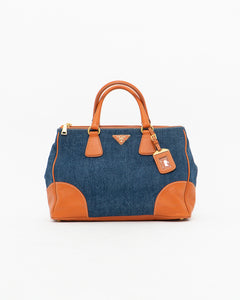 PRADA x Blue, Orange Denim Tote Bag