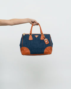 PRADA x Blue, Orange Denim Tote Bag