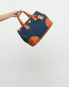 PRADA x Blue, Orange Denim Tote Bag