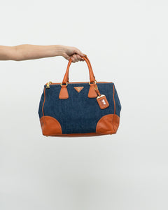 PRADA x Blue, Orange Denim Tote Bag