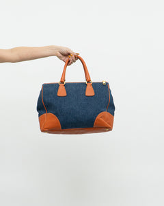 PRADA x Blue, Orange Denim Tote Bag