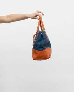 PRADA x Blue, Orange Denim Tote Bag