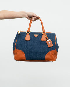 PRADA x Blue, Orange Denim Tote Bag