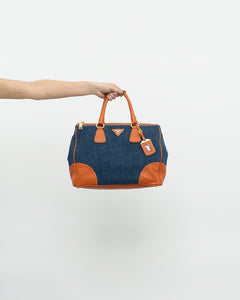 PRADA x Blue, Orange Denim Tote Bag