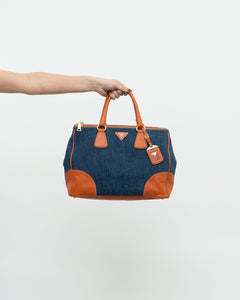 PRADA x Blue, Orange Denim Tote Bag