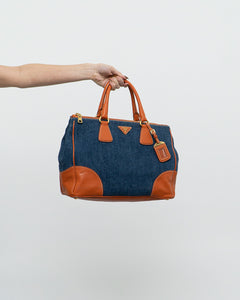 PRADA x Blue, Orange Denim Tote Bag