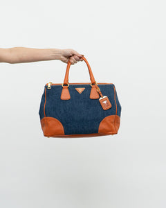 PRADA x Blue, Orange Denim Tote Bag