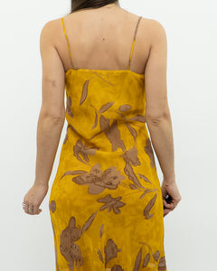 Vintage x Yellow Floral Sequin Dress (S)