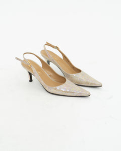 Vintage x Irridescent Snakeskin Slingbacks (6, 6.5)