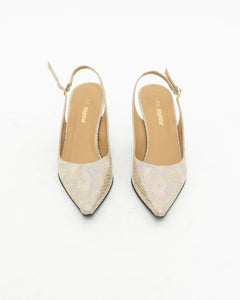 Vintage x Irridescent Snakeskin Slingbacks (6, 6.5)