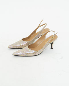 Vintage x Irridescent Snakeskin Slingbacks (6, 6.5)