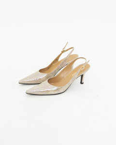 Vintage x Irridescent Snakeskin Slingbacks (6, 6.5)