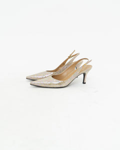 Vintage x Irridescent Snakeskin Slingbacks (6, 6.5)