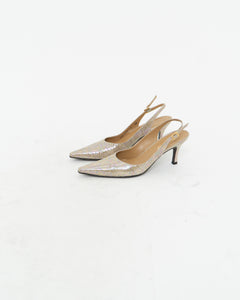 Vintage x Irridescent Snakeskin Slingbacks (6, 6.5)