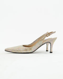 Vintage x Irridescent Snakeskin Slingbacks (6, 6.5)