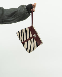 Vintage x Zebra Pony Hair Leather Clutch