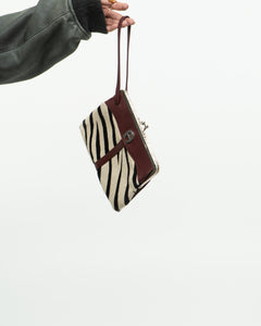 Vintage x Zebra Pony Hair Leather Clutch