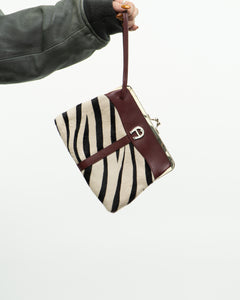 Vintage x Zebra Pony Hair Leather Clutch