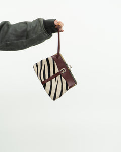 Vintage x Zebra Pony Hair Leather Clutch