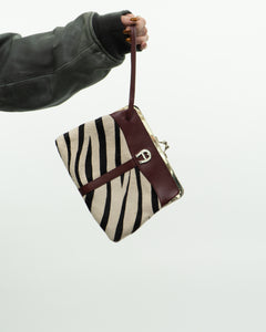 Vintage x Zebra Pony Hair Leather Clutch