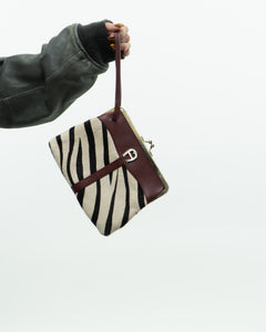 Vintage x Zebra Pony Hair Leather Clutch