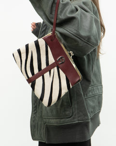 Vintage x Zebra Pony Hair Leather Clutch