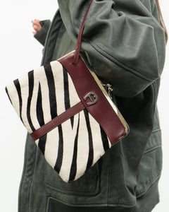 Vintage x Zebra Pony Hair Leather Clutch