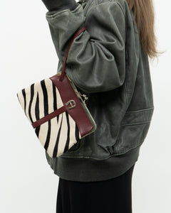 Vintage x Zebra Pony Hair Leather Clutch